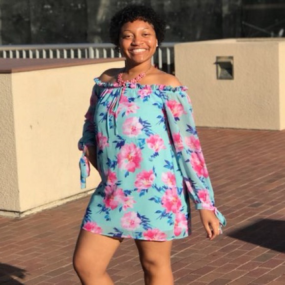 Blue & Pink Floral Dress - Picture 3 of 4